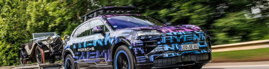Porsche готовит электрический Cayenne: первые официальные кадры с дебюта на трассе Shelsley Walsh