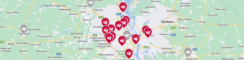 Сертификация ГБО Киев испытательные лаборатории Центр-Авто карта