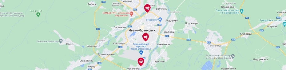 Сертификация авто Ивано-Франковск испытательные лаборатории Центр-Авто карта